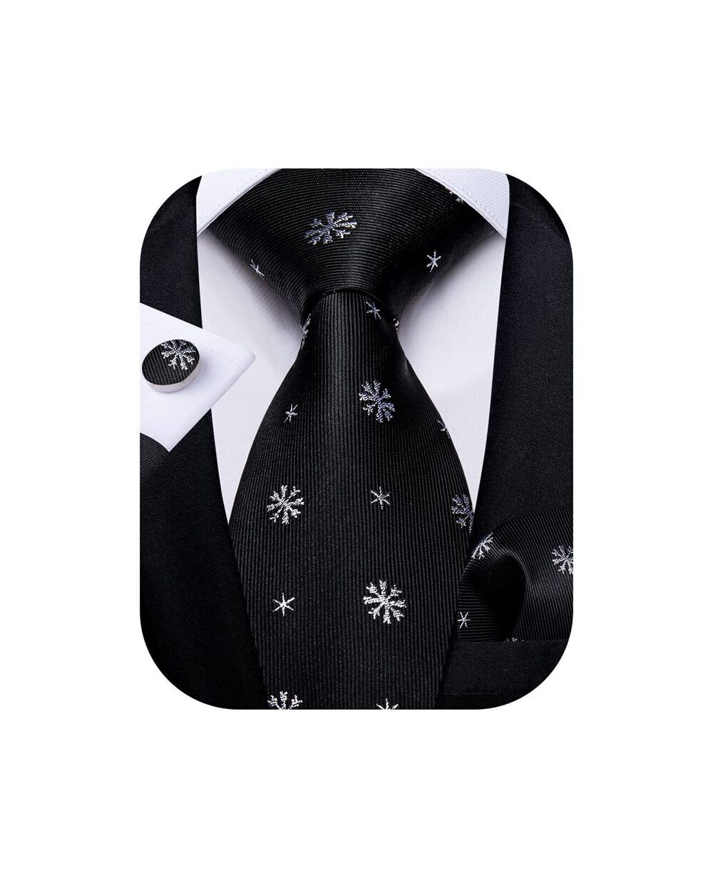 3011 Christmas Ties Xmas Holiday Necktie and Pocket Square Cufflinks Set
